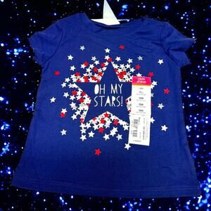 Okie Dokie Girls Top Sz 12 Mo Navy‎ Blue Oh My Stars Patriotic Red White NEW